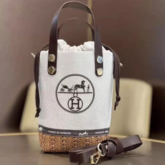 [Limited Collection] Upcycled Dust Bag Rattan Bucket Bag (n/5)